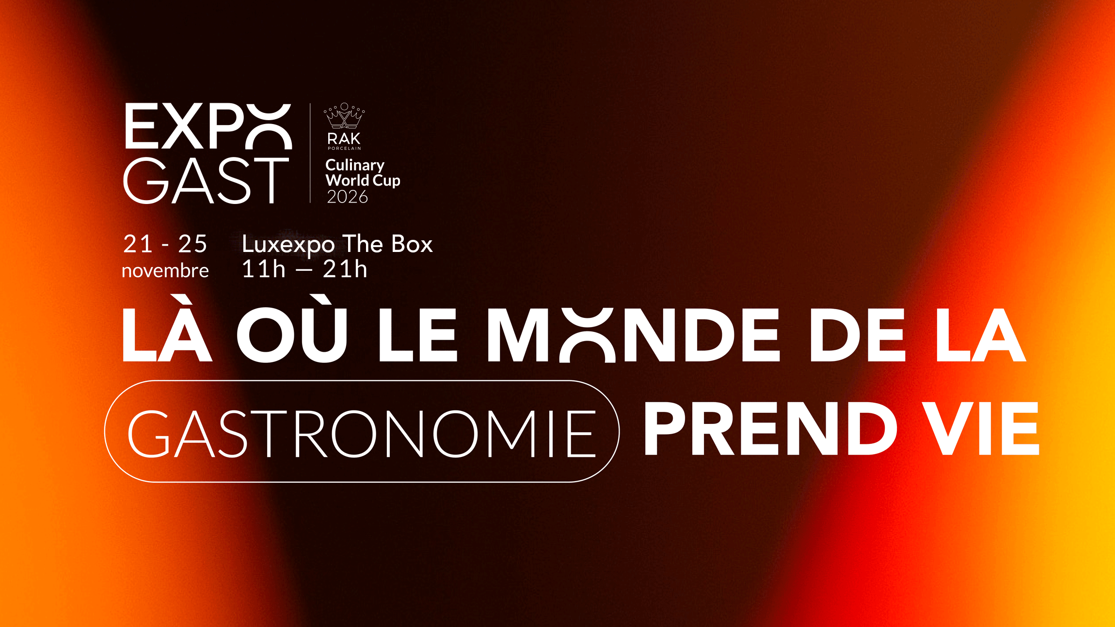 Photo de homepage Expogast à Luxembourg montrant l’univers du salon international de la gastronomie et des professionnels des métiers de bouche.